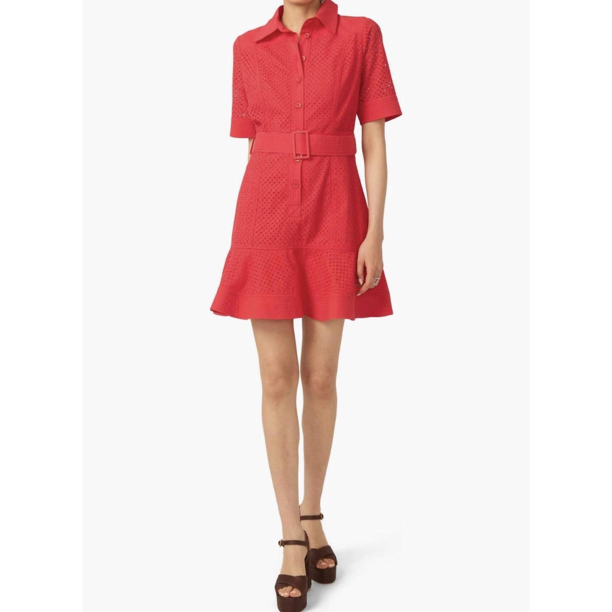 New Gilner Farrar Payden Dress In Red Eyelet